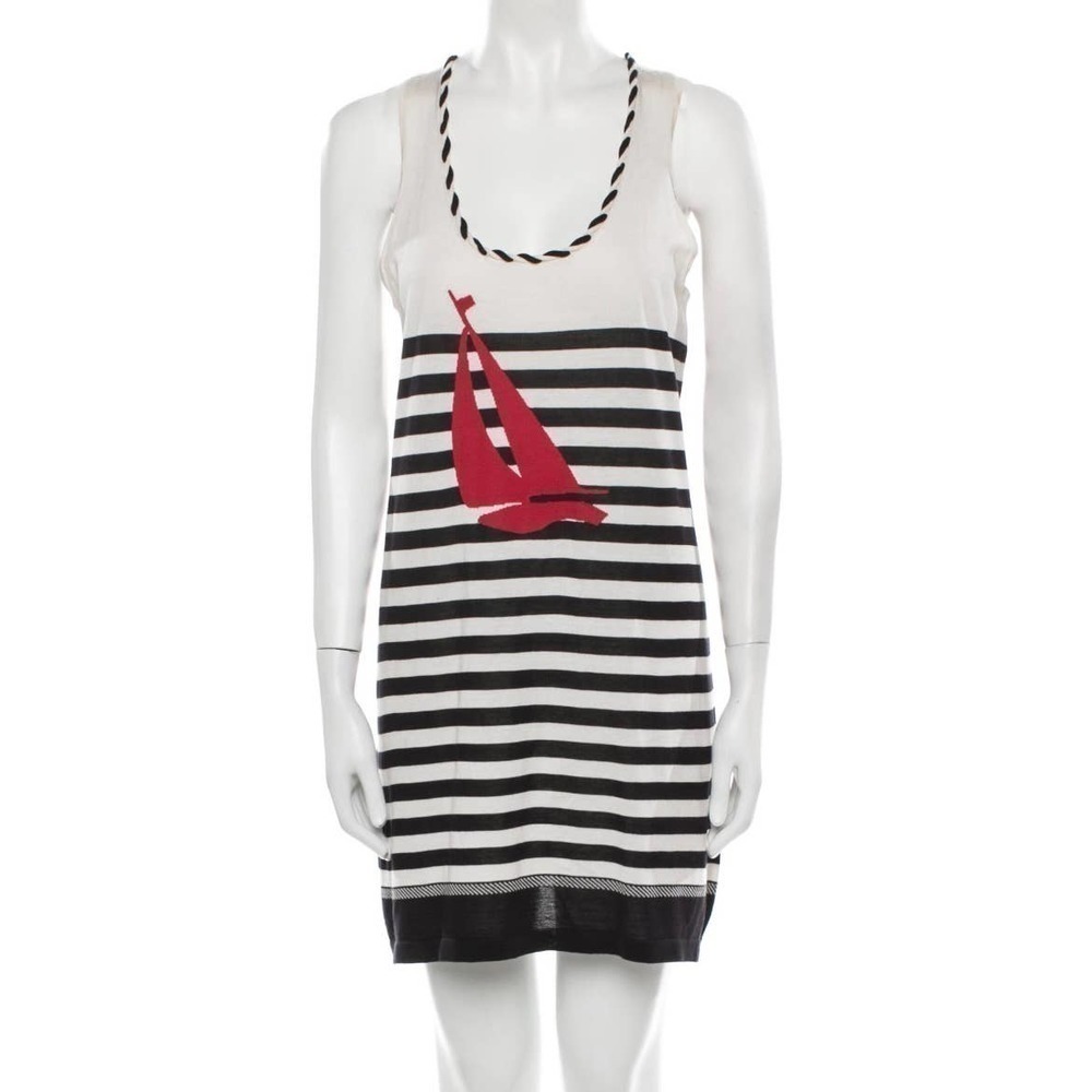 Milly Cabana Silk Sleeveless Striped Sailboat Graphic Tank Dress Women’s Size M